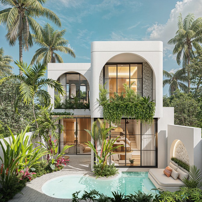 VILLA MODERNE MÉDITERRANÉENNE 2 CHAMBRE À PECATU (VLPCT013A) (OFFPLAN)