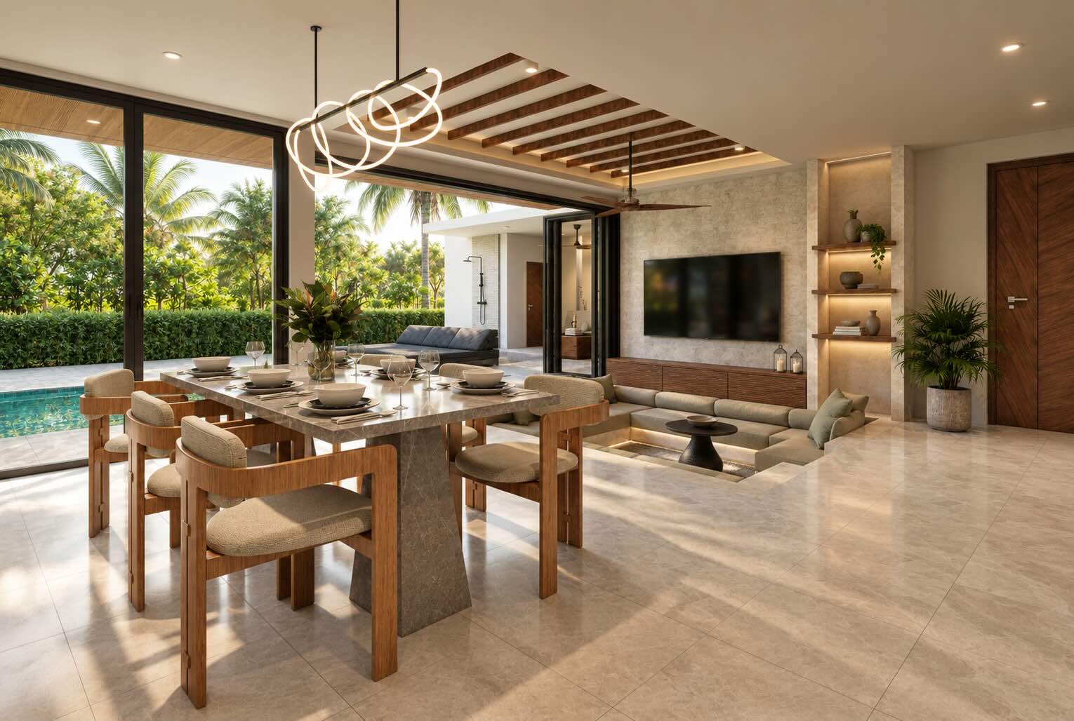 Grande villa 4 chambres sur 2 étages avec rooftop à Bophut, Koh Samui à 5 min de la plage